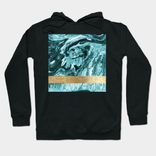 Teal golden geometric marble Hoodie